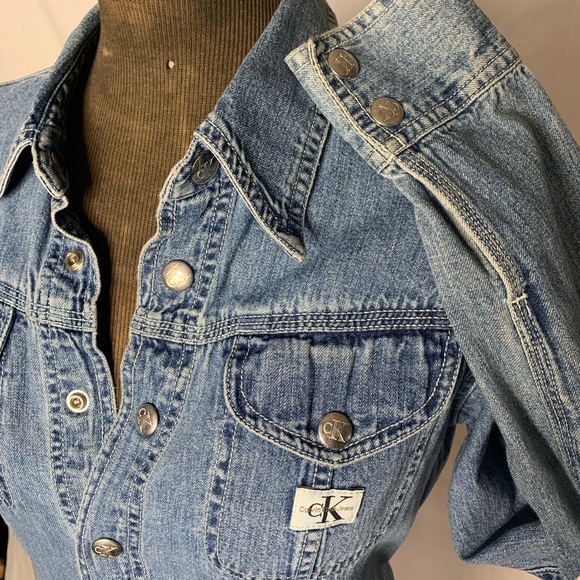 Calvin Klein CK Denim Vintage Button up Shirt - Picture 3 of 5